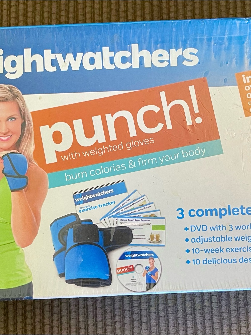 Weight Watchers Punch! Blue and Black Weighted Glove Set with Workout Media